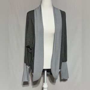 Gray Two-Tone Open Front Cardigan Size Large